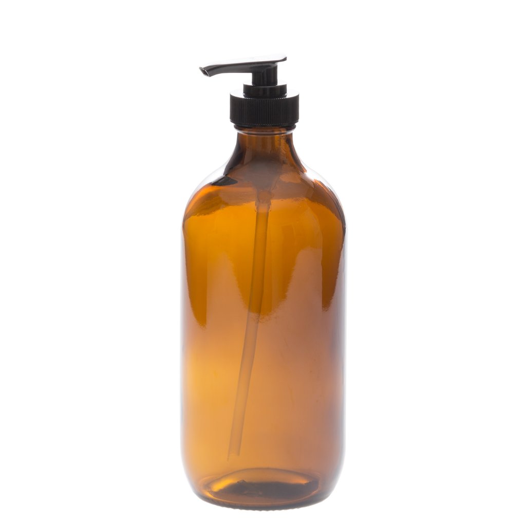 8 OZ AMBER GLASS BOTTLE WITH PUMP