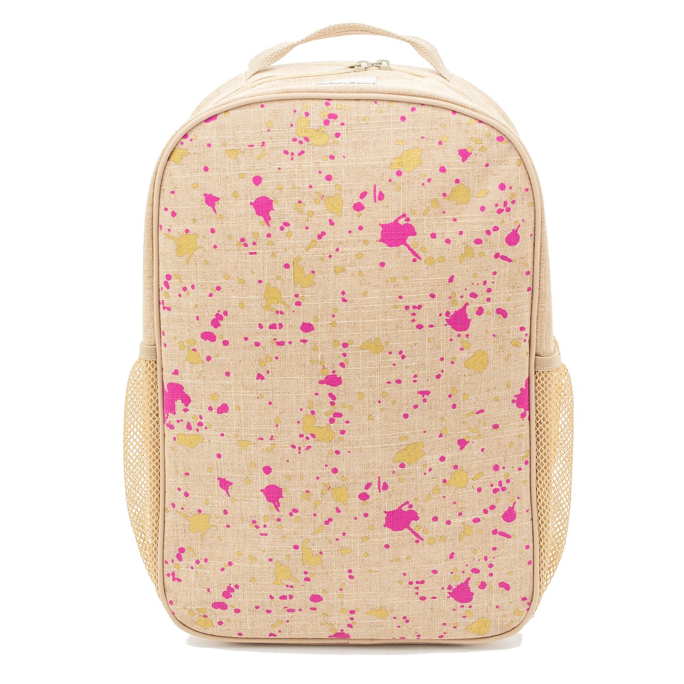 SO YOUNG - Fuchsia and Gold Splatter Grade School Backpack