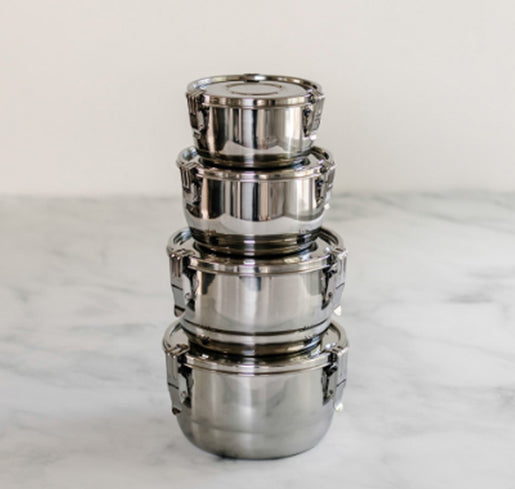 Onyx 3-Clip Airtight Stainless Steel Container 10 cm, 12cm & 14cm